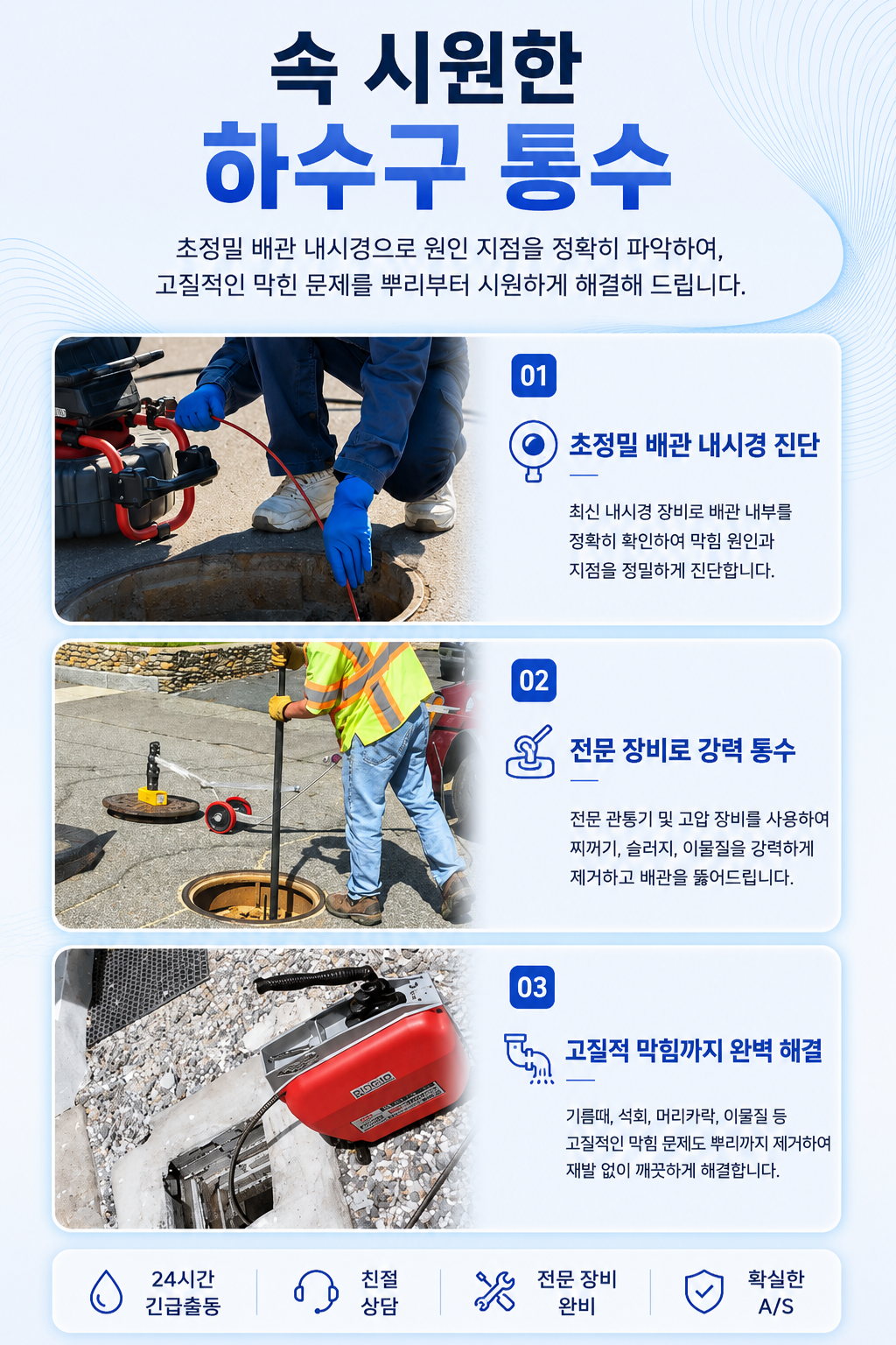 파주 하수구막힘 역류 냄새 고압세척 서비스